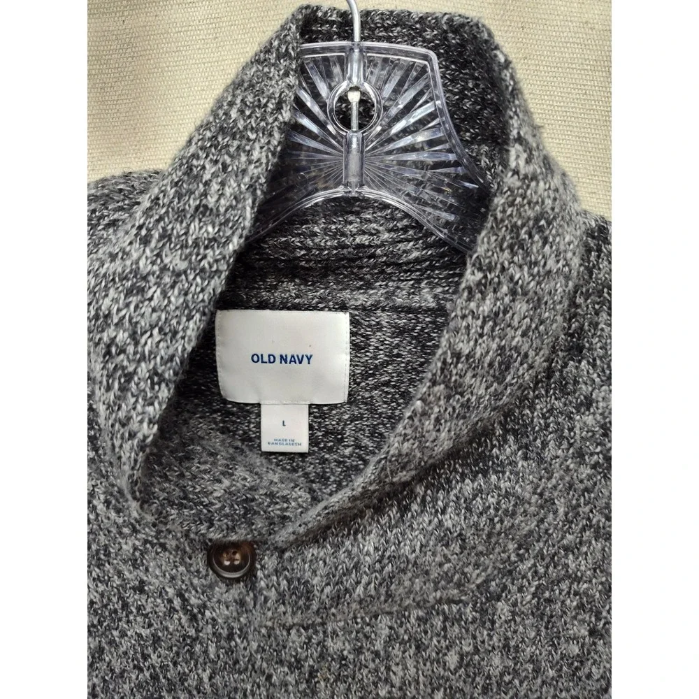 Old Navy Mens Gray Marled Shawl Collar Button Pullover Sweater Large‎ 1854